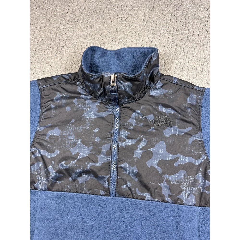 The North Face Jacket Boys Medium 10-12 Blue Camo 1/4 Zip Fleece Pullover - Picture 2 of 10